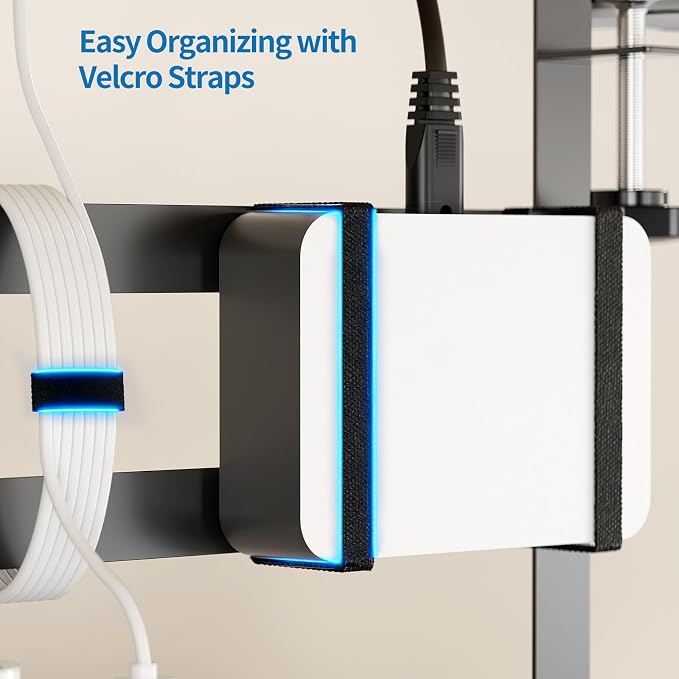 Yecaye Metal Under Desk Cable Management Tray, Clamp-On Desk Shelf | No Drill - Image 5