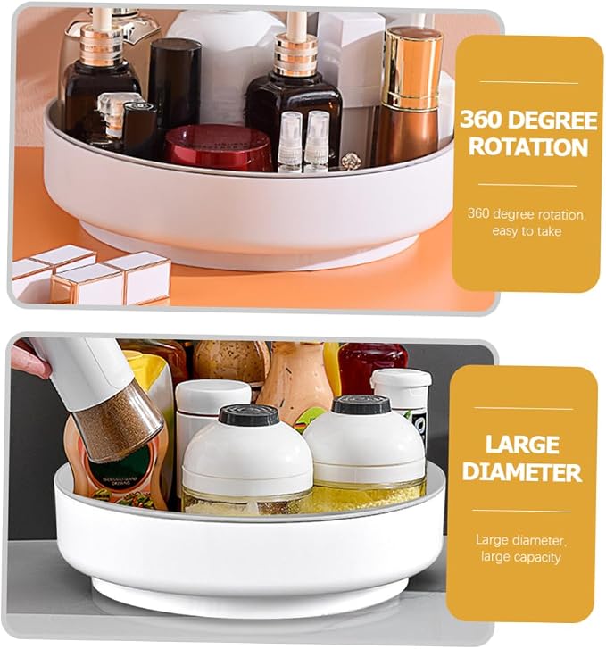 NUOBESTY Rotating Makeup Organizer Cosmetic Holder White Desktop Storage Box - Image 7