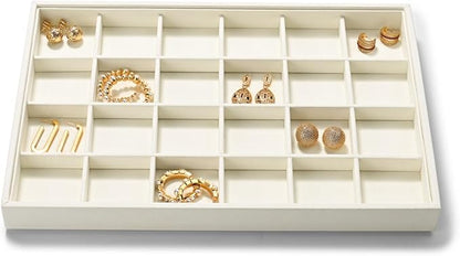 24 Grids Microfiber Jewelry Trays Ring Earrings Organizer Tray Stackable by Papten