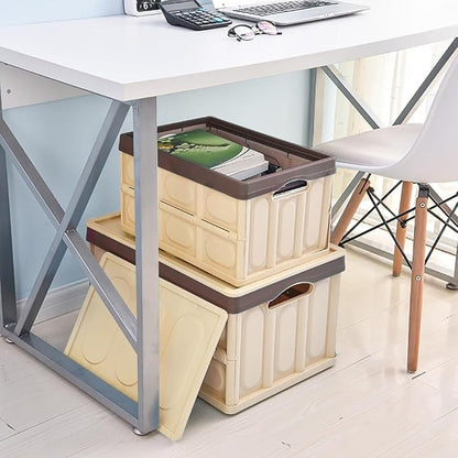 Collapsible Storage Box with lid 30L Lidded Storage Bin Crates Plastic Tote - Image 7
