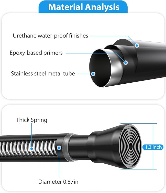 Spring Tension Curtain Rod 30 to 64 Inch, Adjustable Curtain Rods No Drilling - Image 4