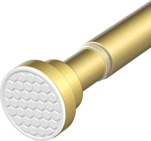 Tension Curtain Rod 30-64 Inch Gold Adjustable Curtain Rods No Drilling by QINGYUN