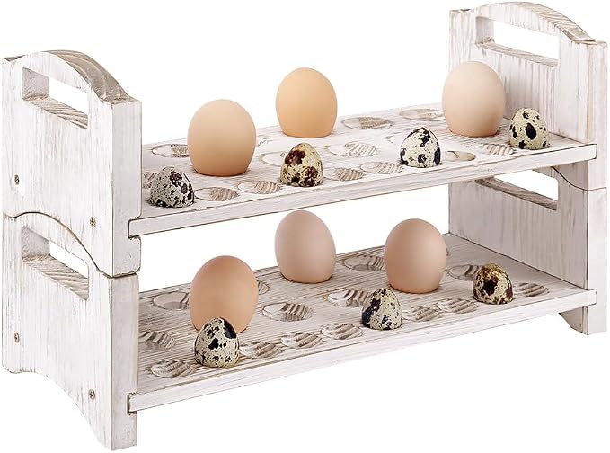 Wooden Egg Holder 3 Layer Fresh Egg Rack Holders Countertop Stackable Quail Egg - Image 9