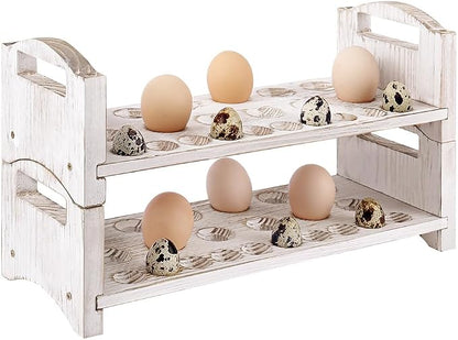 Wooden Egg Holder 3 Layer Fresh Egg Rack Holders Countertop Stackable Quail Egg - Image 9