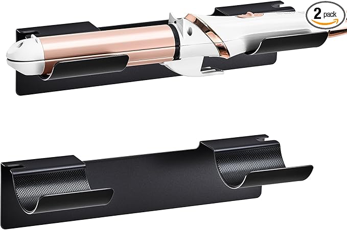 2 PCS Wall Mount Curling Iron Holder and Hair Tool Organizer by LOXSUN