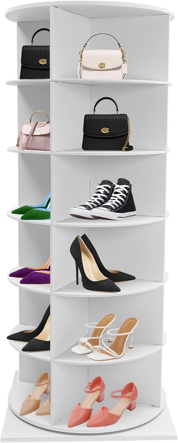 6 Tiers Rotating Shoe Rack Tower, 360° Spinning Shoe Display Stand 24 Pairs Bag - Image 4