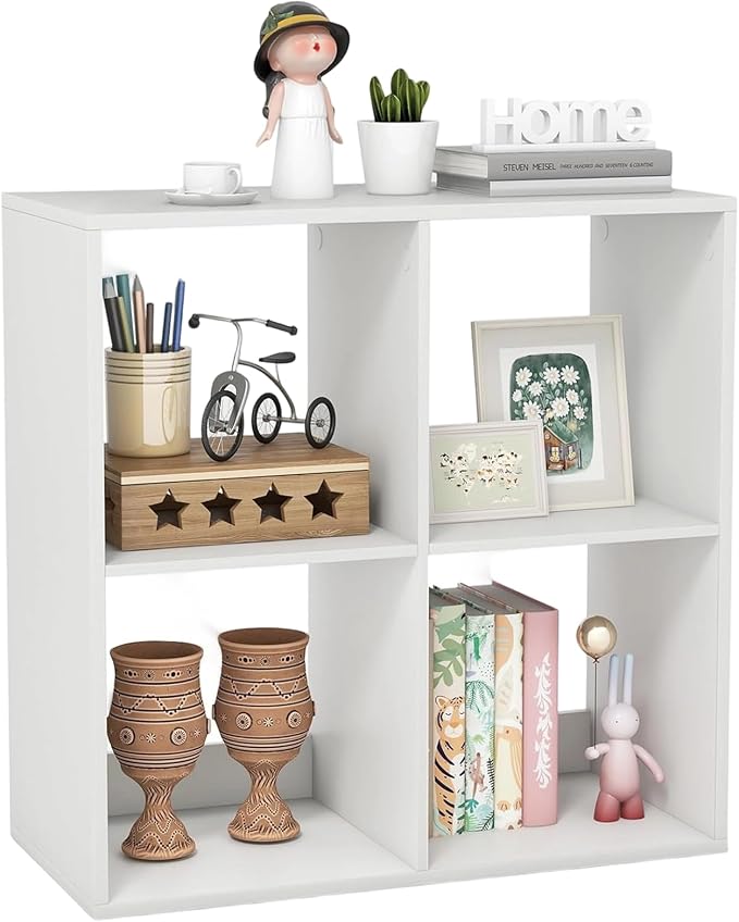 POWERSTONE 4 Cube Storage Organizer, 2 Tier Cubby Bookshelf Freestanding - Image 9