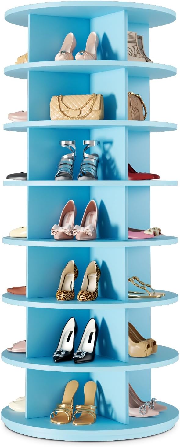 Rotating Shoe Rack 7 Tier Spinning Shoes Organizer Tower by BRFOYU