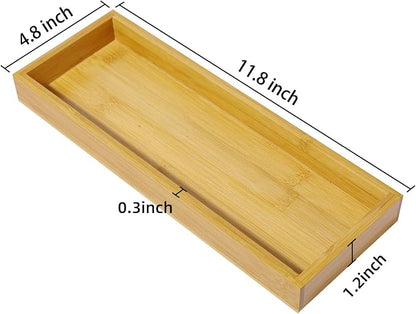 Natural Bamboo Rectangular Vanity Tray, 11.8 x 4.6 x 1.2 inches, Eco-friendly - Image 6