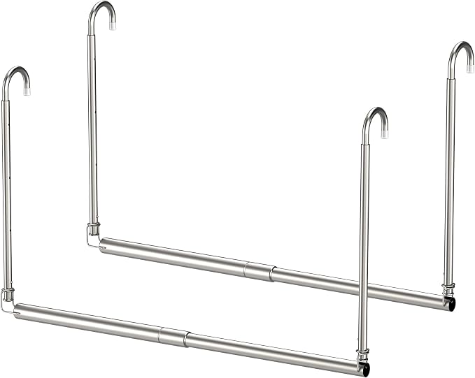 Hanging Closet Rod, 2 Pack Adjustable Height & Width Closet Rods by Tiemlet