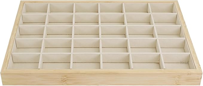 MOOCA 2 Pcs Set Bamboo Jewelry Display Tray Organizer - Image 5