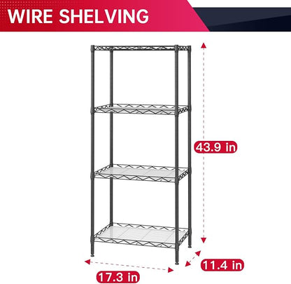 BestOffice 4-Shelf Adjustable Storage Shelving Unit Metal Rack Wire Shelf - Image 3