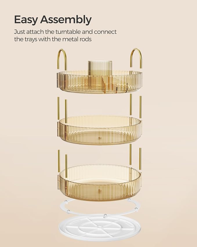 SONGMICS Makeup Organizer, 3-Tier Round Rotating Skincare Organizer Countertop - Image 5