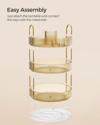 SONGMICS Makeup Organizer, 3-Tier Round Rotating Skincare Organizer Countertop - Image 5