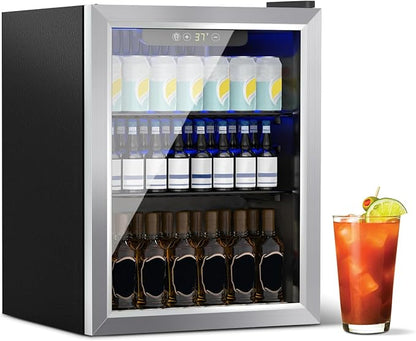 Beverage Refrigerator Cooler, 70 Can Mini Fridge Glass Door by Unknown