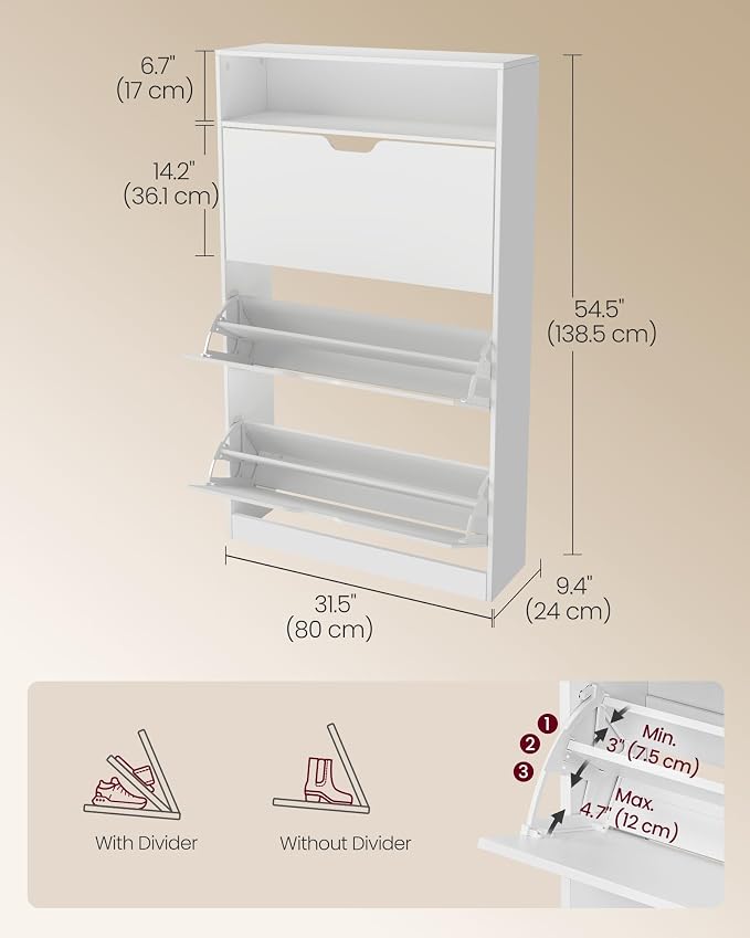 VASAGLE Custos Collection Shoe Organizer, Adjustable Dividers, Shoe Cabinet - Image 2
