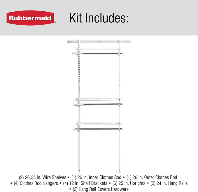 Rubbermaid Configurations Custom Closet Kit 2-4 Ft. Adjustable Metal Wire - Image 6