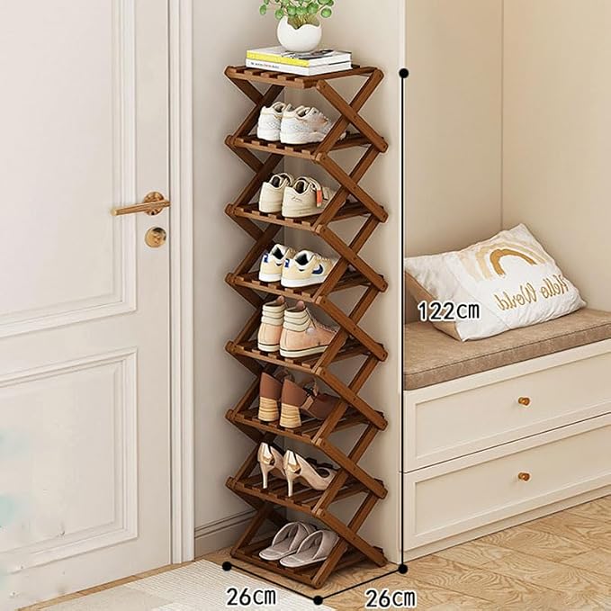 YYW Bamboo Shoe Rack for Entryway, Installation-Free and Foldable Vertical Shoe - Image 2