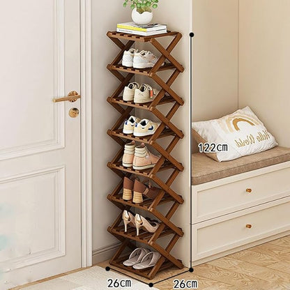 YYW Bamboo Shoe Rack for Entryway, Installation-Free and Foldable Vertical Shoe - Image 2
