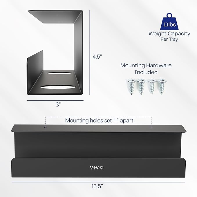 VIVO Under Desk 17 inch Cable Management Trays, Power Strip Holders, Cord - Image 3