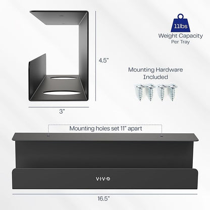 VIVO Under Desk 17 inch Cable Management Trays, Power Strip Holders, Cord - Image 3