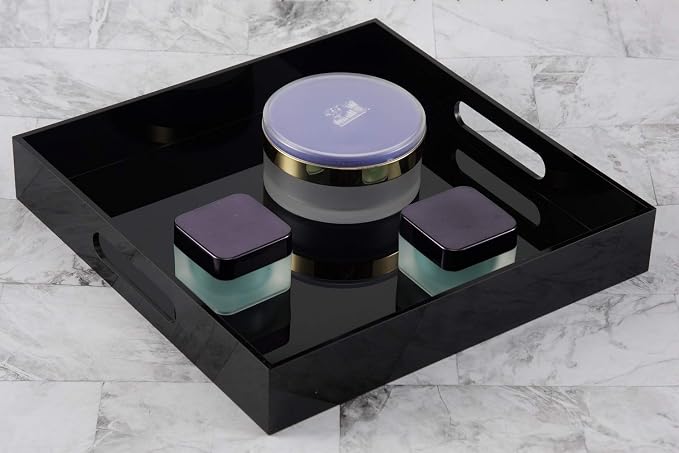 Glossy Black Sturdy Acrylic Serving Tray - Image 4