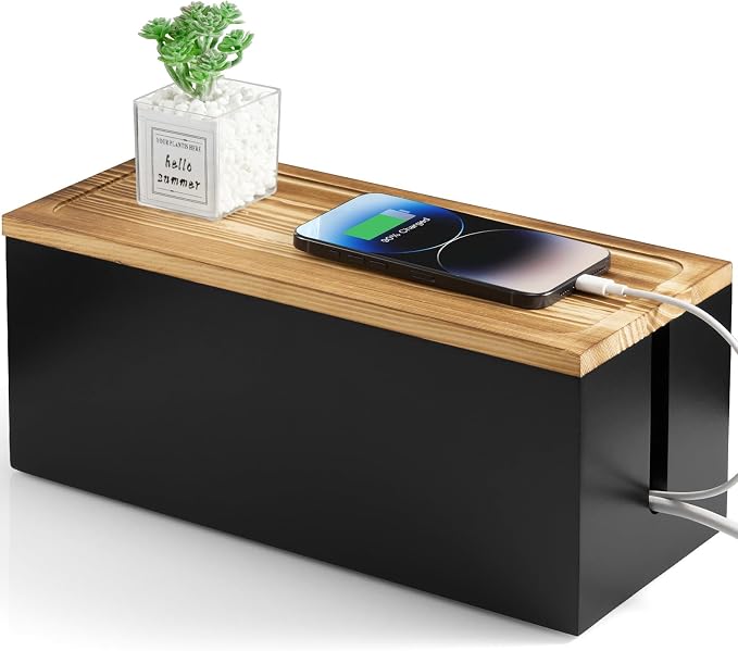 Large Wood Cable Management Box by Unknown