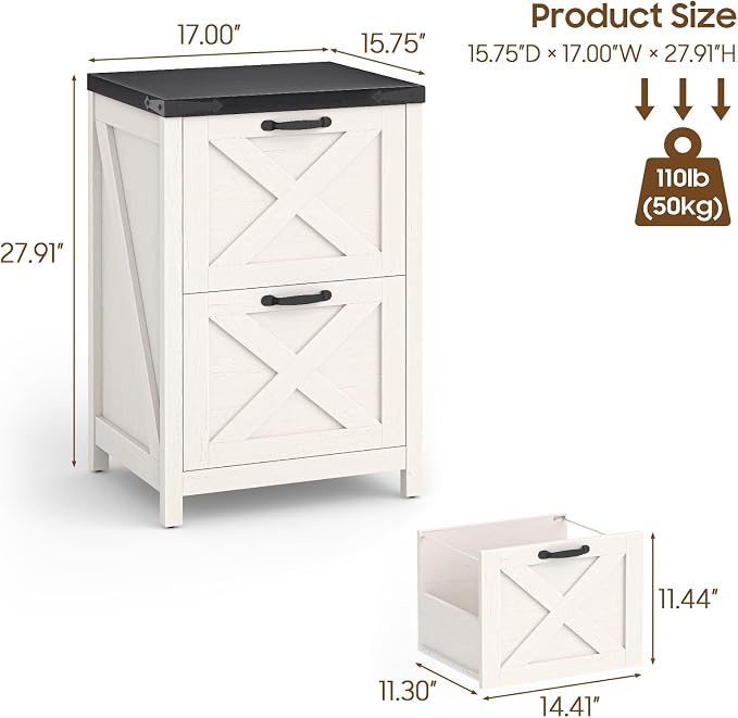 Farmhouse File Cabinet with 2 Drawers - Image 3