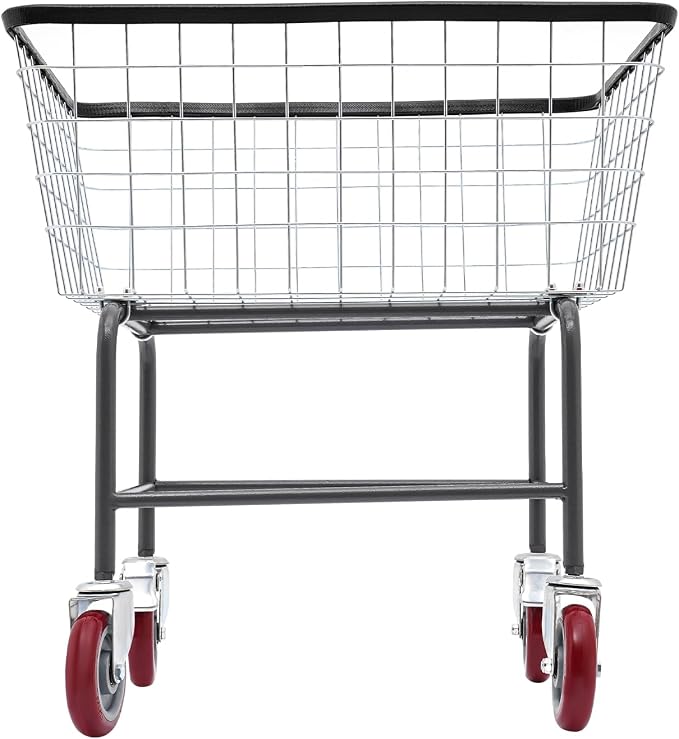 Laundry Cart, Steel Wire Laundry Cart, Laundry Basket - Image 7