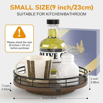 Farmhouse Oak 9" Lazy Susan Turntable Organizer - Image 4