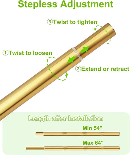 Closet Rod for Hanging Clothes, 54 to 64 Inches Adjustable Heavy Duty Closet Rod - Image 2