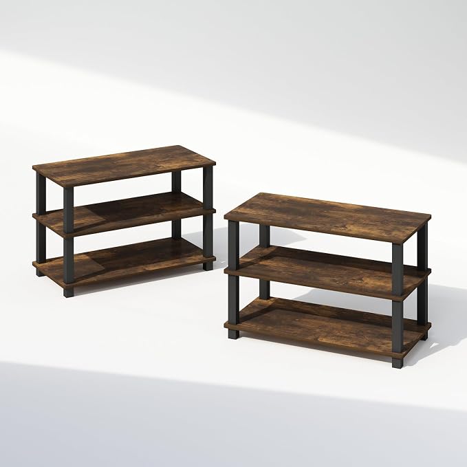 Furinno Turn-S-Tube Storage Shelves Set of 2, 3-Tier Stackable Standing Shelf by Furinno-FitsYourSpaceFitsYourBudget