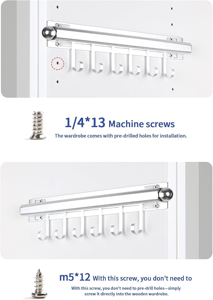 BaiNong Valet Rod for Closets Pull Out 16.5" Silver - Image 9