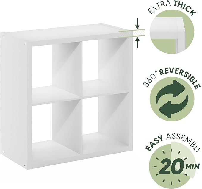 Furinno Cubicle Open Back Decorative Cube Storage Organizer, Reversible Bookcase - Image 6
