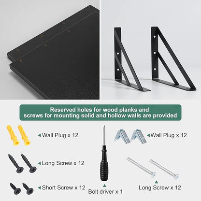Tectocker-DOU 2 Pc Deep Floating Shelves ; Wall Mounted Hanging Shelves - Image 4
