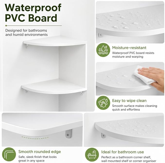 No-Drill Corner Shelf Wall Mount, 2-Tier Thickened 12mm Floating Bookshelf - Image 6