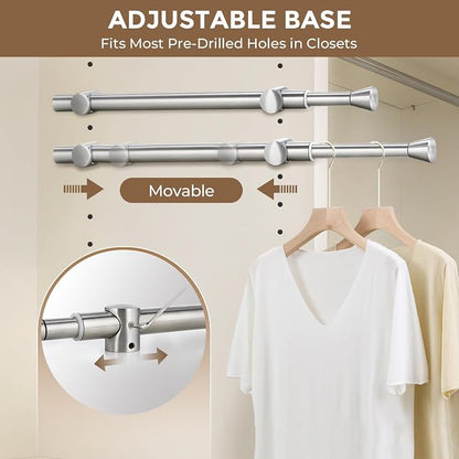 12" Valet Rod for Closet Pull Out, Adjustable Expandable Stainless Steel Valet - Image 2