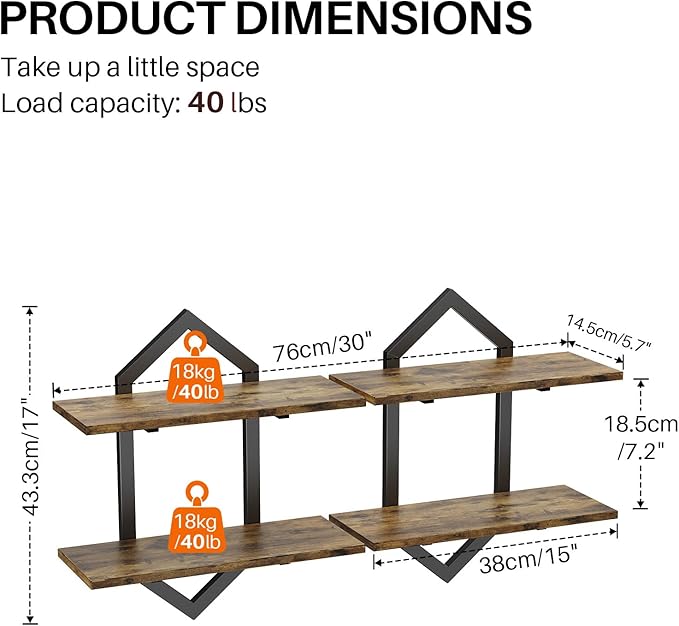 Floating Wall Shelves, Living Room, Office & Kitchen, Modern Storage Rack - Image 2
