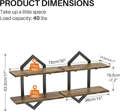Floating Wall Shelves, Living Room, Office & Kitchen, Modern Storage Rack - Image 2
