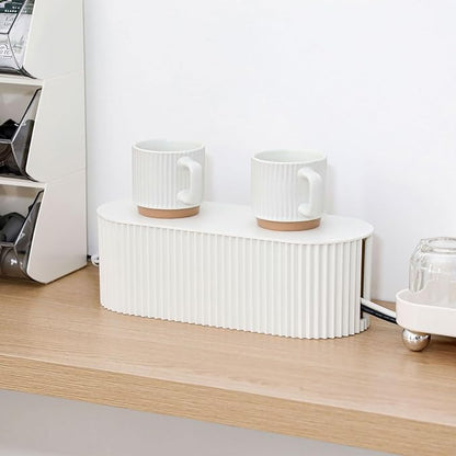 White Cable Box Organizer, Plastic Cord Hider Box - Image 6