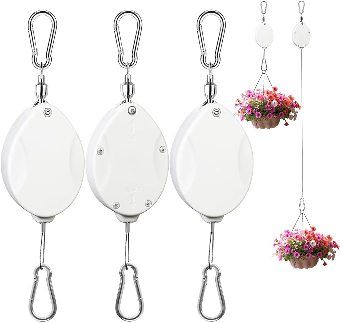 3Pcs Retractable Plant Hanger, Heavy Duty, Quick Auto Lock, Adjustable Hook by ZUZUAN
