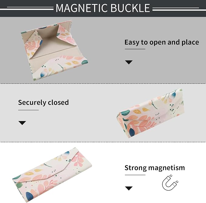 Foldable Glasses Case, Magnetic PU Leahter Sunglasses Case, Cute Hard Shell - Image 5