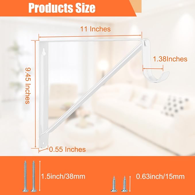 10 Pack Heavy Duty Closet Shelf & Rod Brackets, Wall Mounted Closet Shelf - Image 3