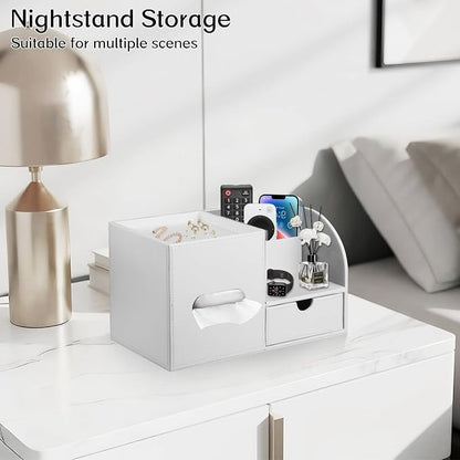 Square Tissue Box Cover with Tray and Organizer, Tissue and Remote Control - Image 7