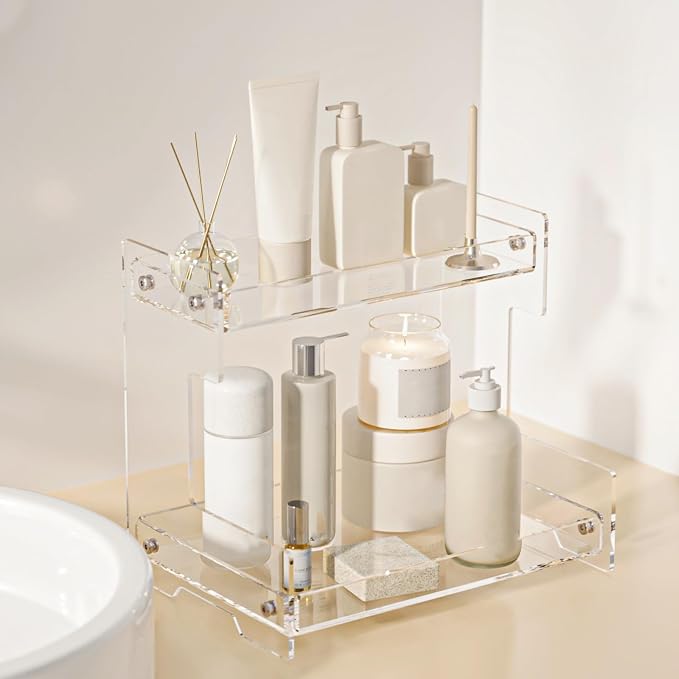 Bathroom Counter Organizer Countertop 2 Tier Storage Acrylic Corner Makeup by Acliys