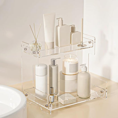 Bathroom Counter Organizer Countertop 2 Tier Storage Acrylic Corner Makeup by Acliys