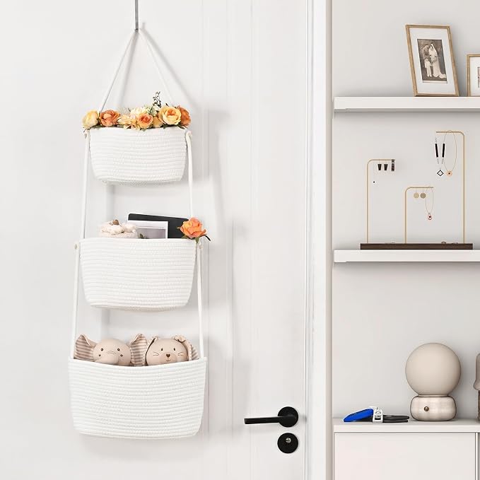 Hanging Basket, 3-Tier Woven Wall Basket - Image 4
