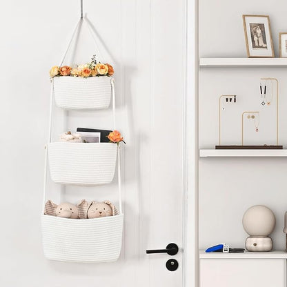 Hanging Basket, 3-Tier Woven Wall Basket - Image 4