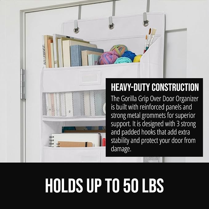 GORILLA GRIP Over The Door Organizer Storage, 5 Deep Hanging Shelves, Holds - Image 3