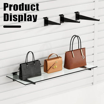 12" Black Slat Wall Shelf Brackets, Floating Metal Slat Wall Accessories - Image 6